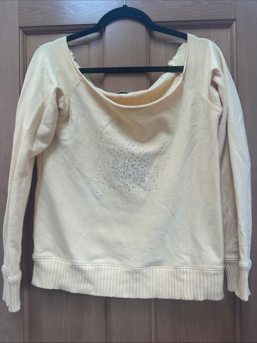 Rare Rebecca Beeson Butter Yellow Off-the-Shoulder Embellished Sweater